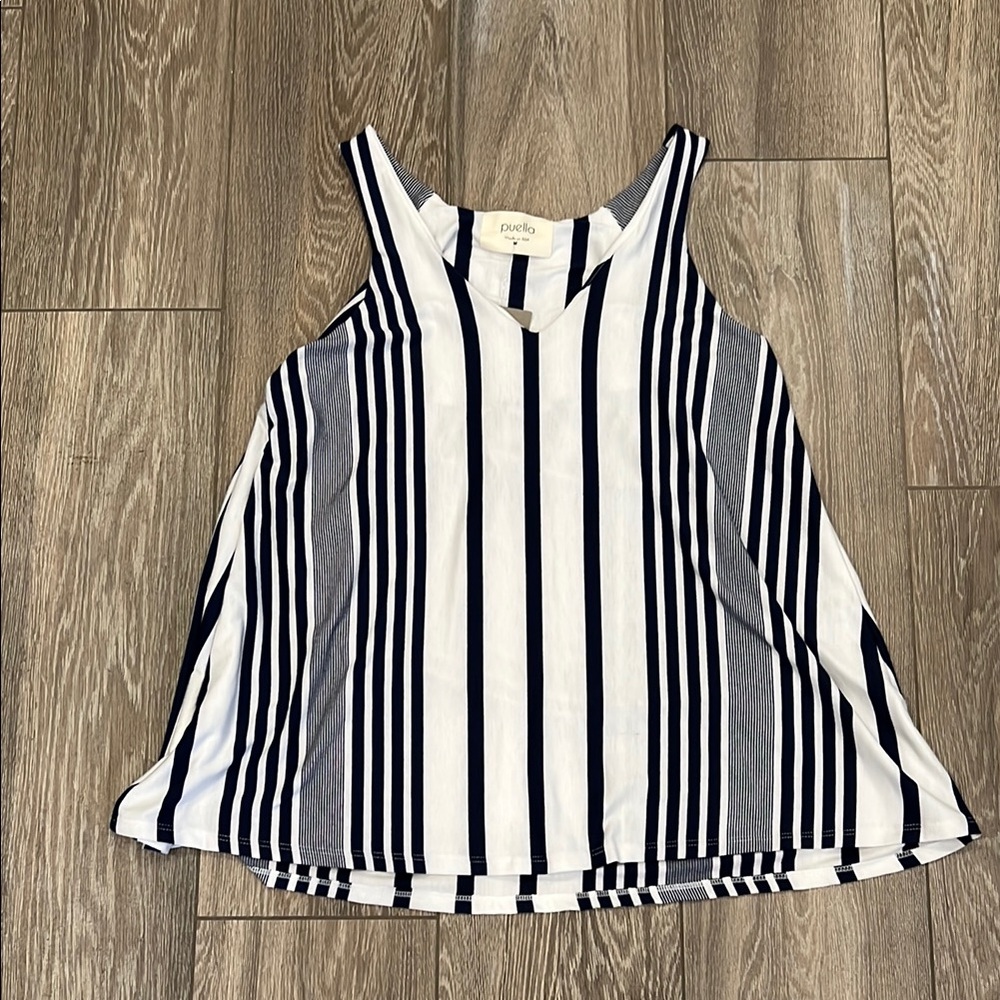NWT Anthropologie Navy Blue and White Tank Top